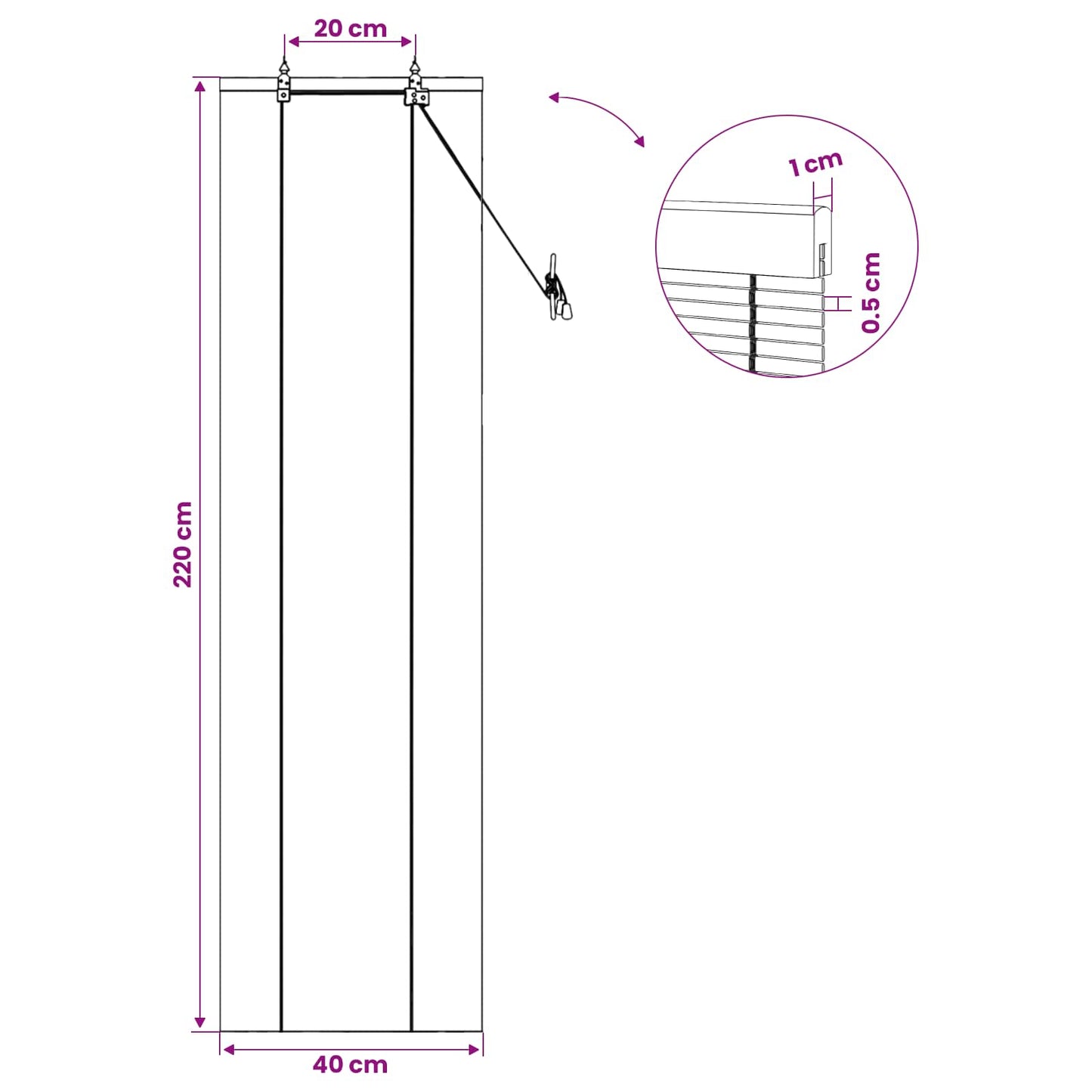 vidaXL Roller Blind Brown 40 x 220 cm Bamboo