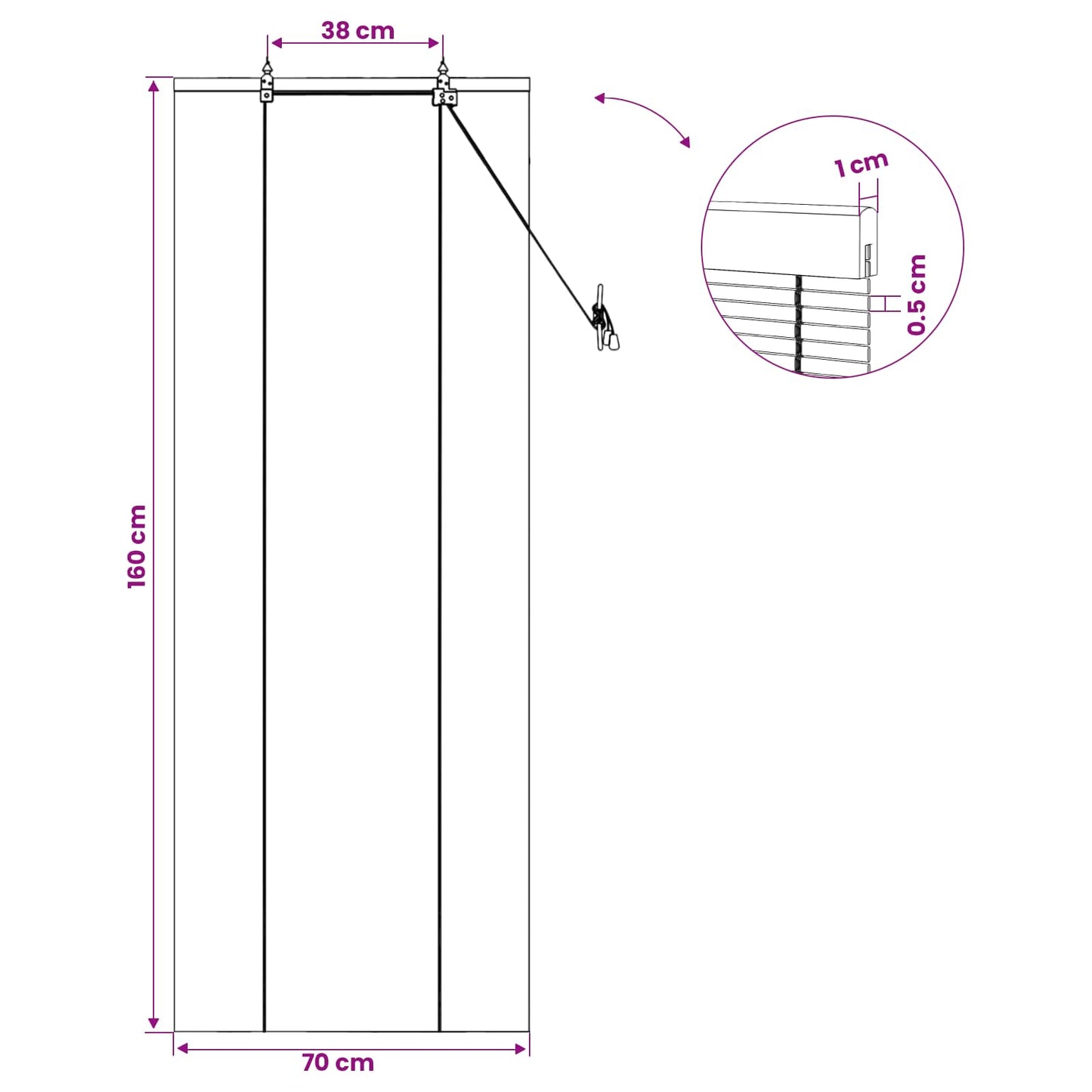 vidaXL Roller Blind Brown 70 x 160 cm Bamboo