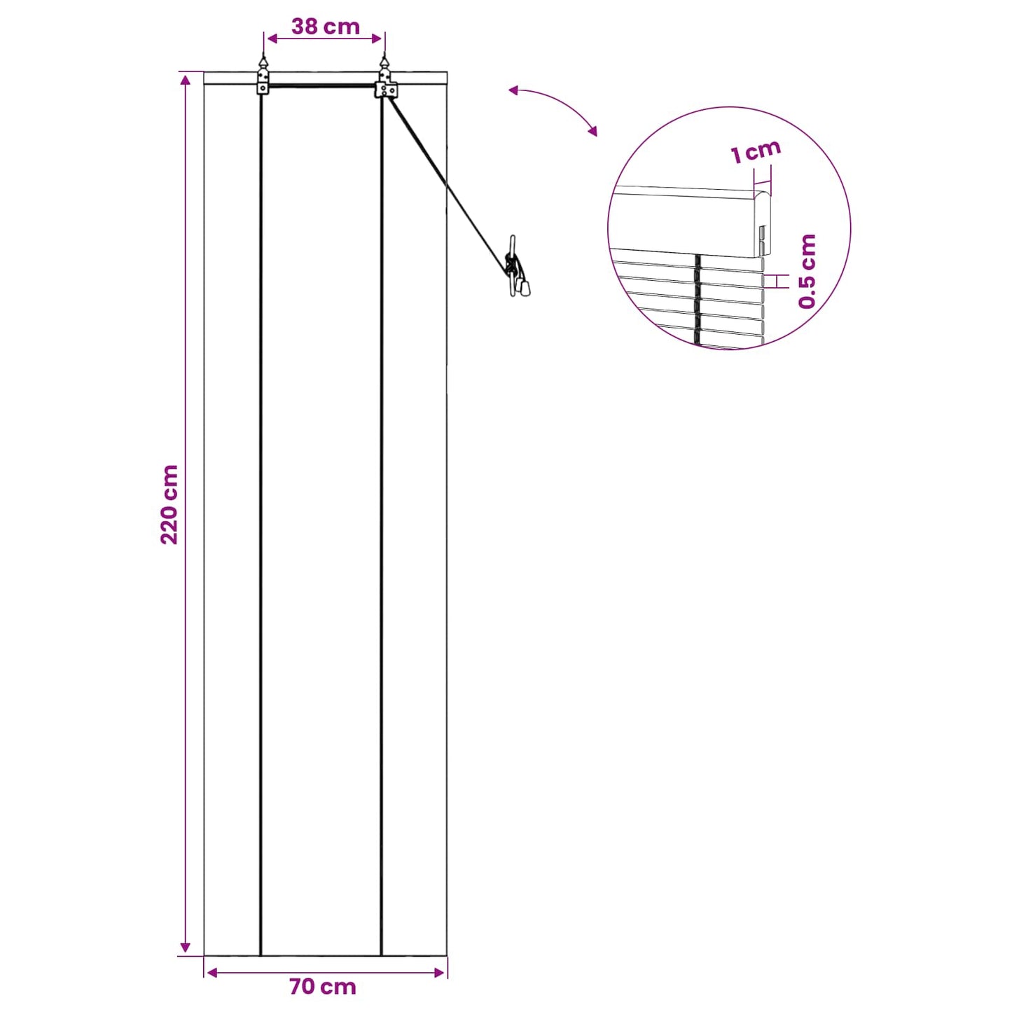 vidaXL Roller Blind Brown 70 x 220 cm Bamboo