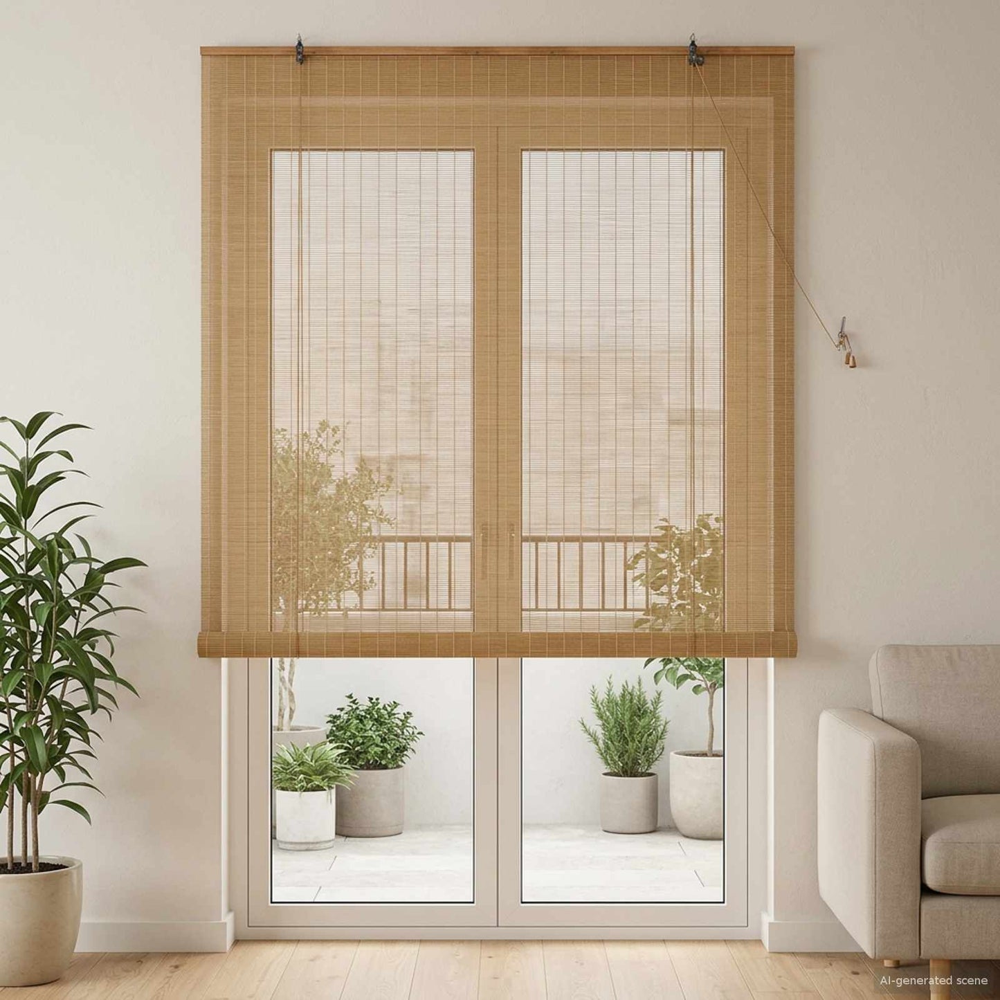 vidaXL Roller Blind Brown 160 x 220 cm Bamboo