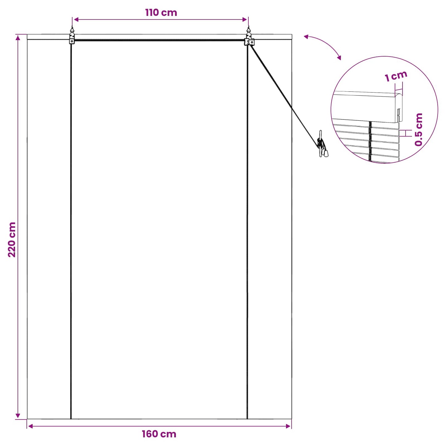 vidaXL Roller Blind Brown 160 x 220 cm Bamboo