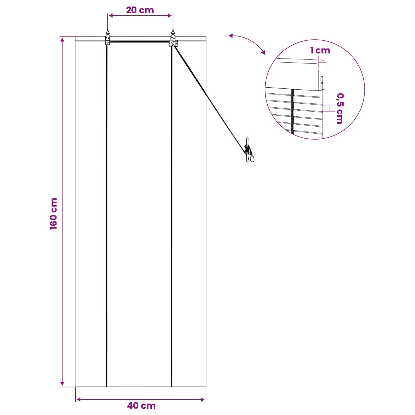 vidaXL Roller Blind Natural 40 x 160 cm Bamboo