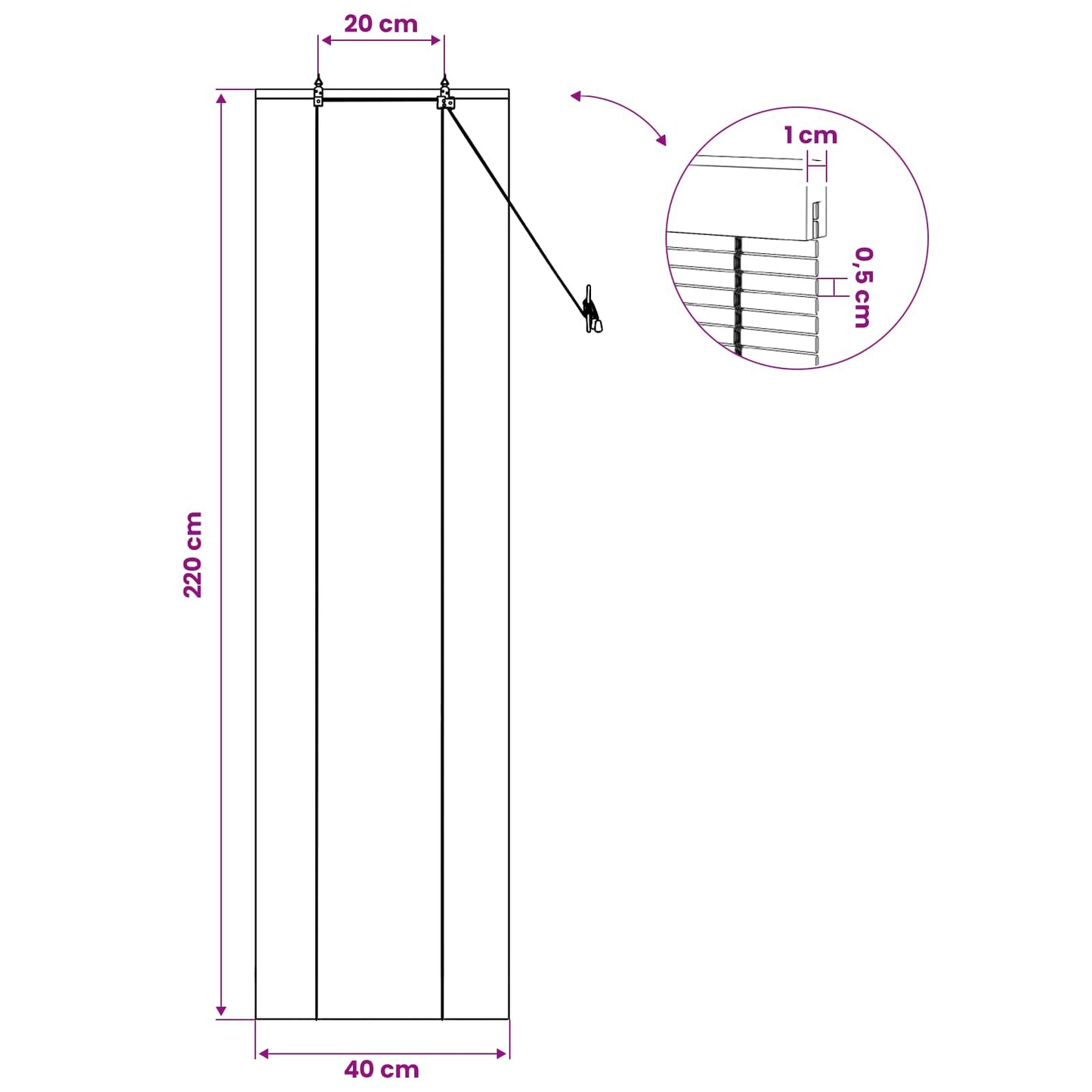 vidaXL Roller Blind Natural 40 x 220 cm Bamboo