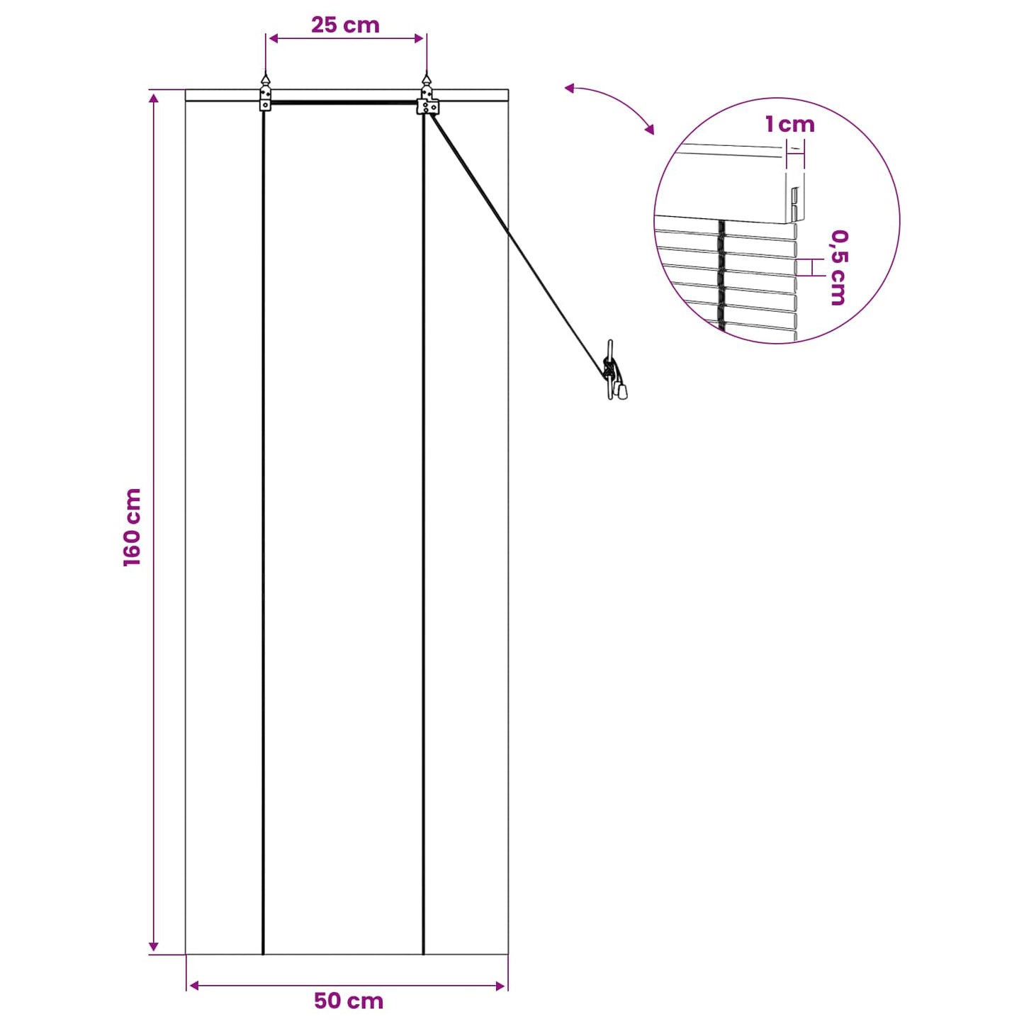 vidaXL Roller Blind Natural 50 x 160 cm Bamboo