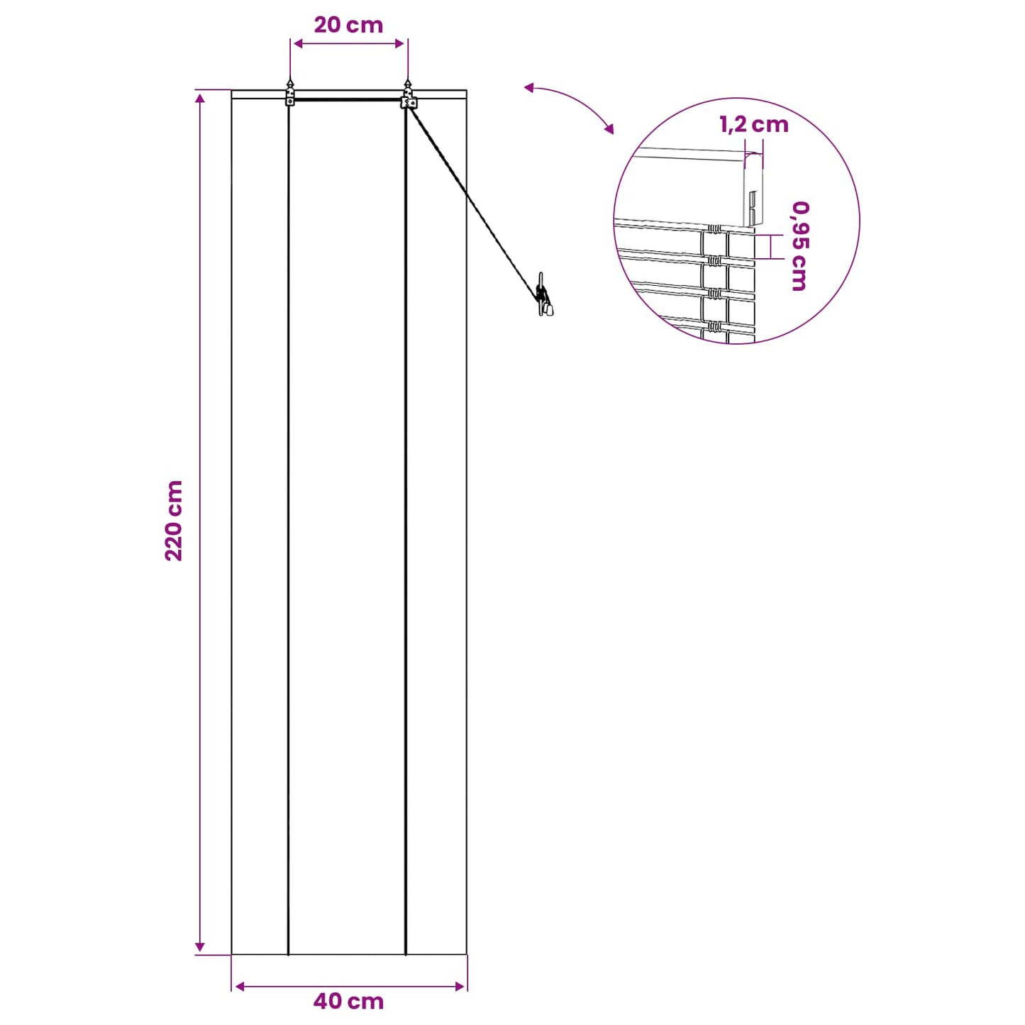 vidaXL Roller Blind Natural and Brown 40 x 220 cm Bamboo
