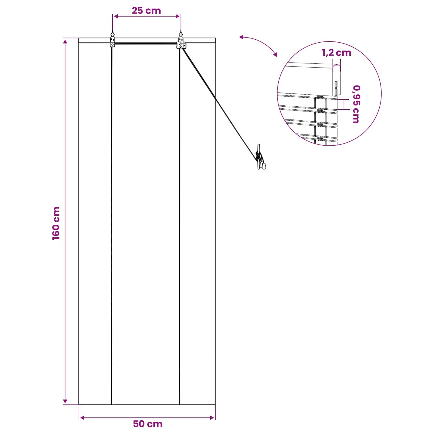 vidaXL Roller Blind Natural and Brown 50 x 160 cm Bamboo