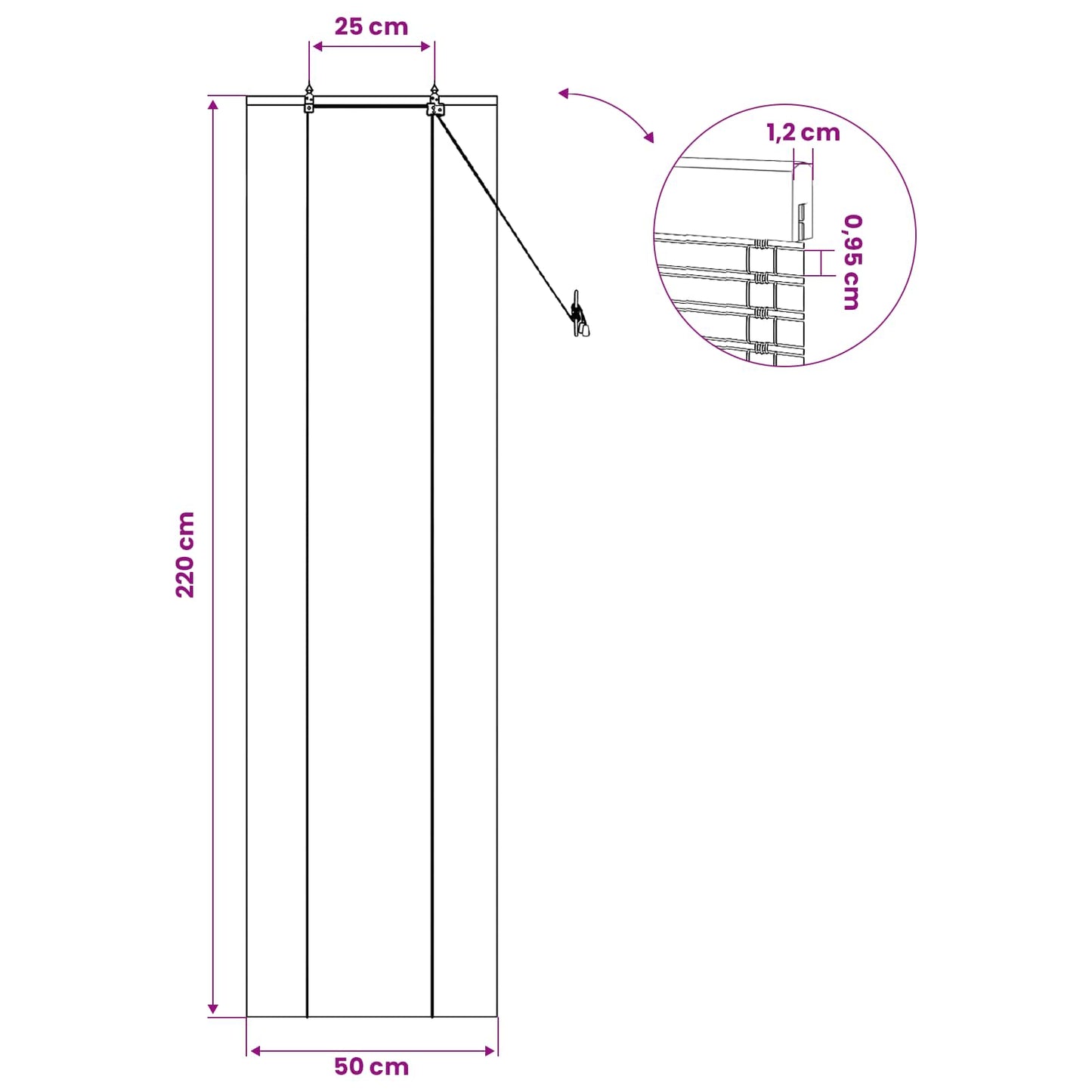 vidaXL Roller Blind Natural and Brown 50 x 220 cm Bamboo