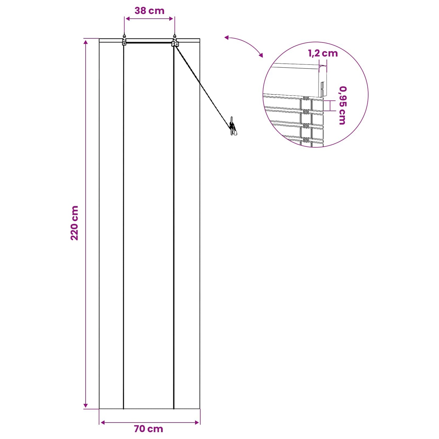 vidaXL Roller Blind Natural and Brown 70 x 220 cm Bamboo