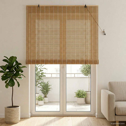 vidaXL Roller Blind Natural and Brown 130 x 220 cm Bamboo