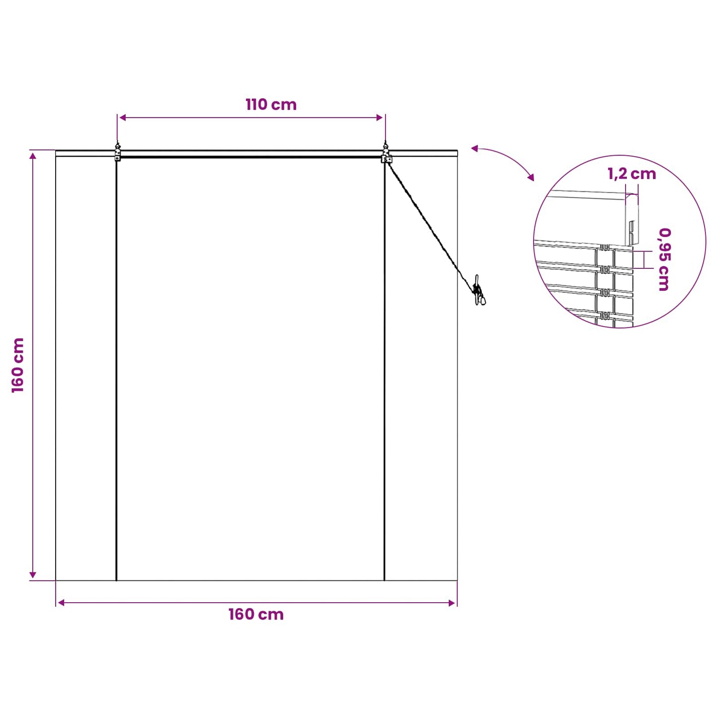 vidaXL Roller Blind Natural and Brown 160 x 160 cm Bamboo