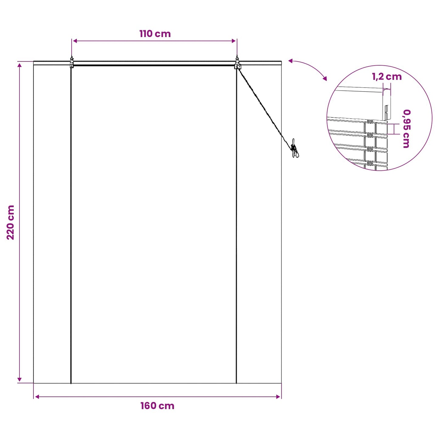 vidaXL Roller Blind Natural and Brown 160 x 220 cm Bamboo