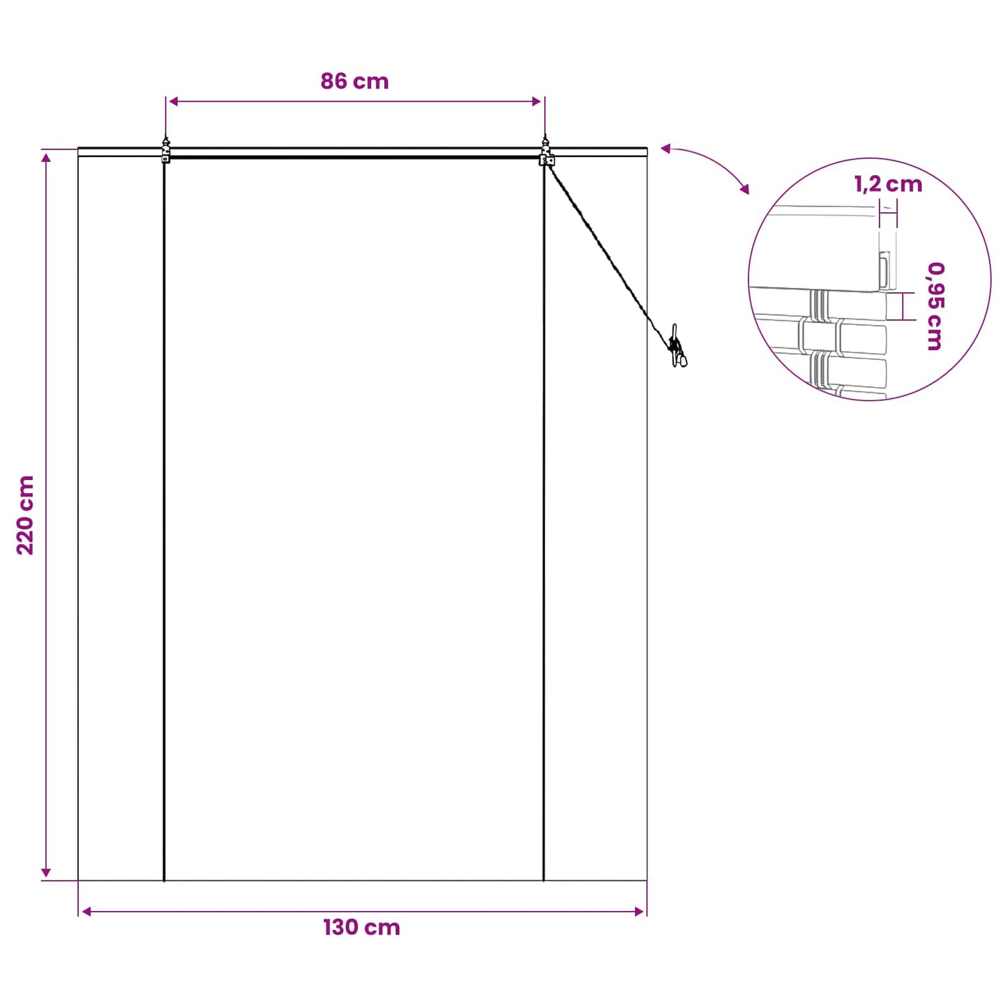vidaXL Roller Blind Brown 130 x 220 cm Bamboo
