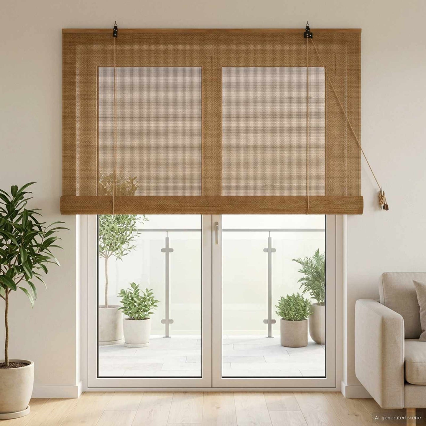 vidaXL Roller Blind Brown 130 x 220 cm Bamboo