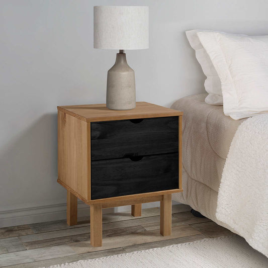 vidaXL Bedside Table OTTA Black 45 x 39 x 57 cm Solid Pine Wood