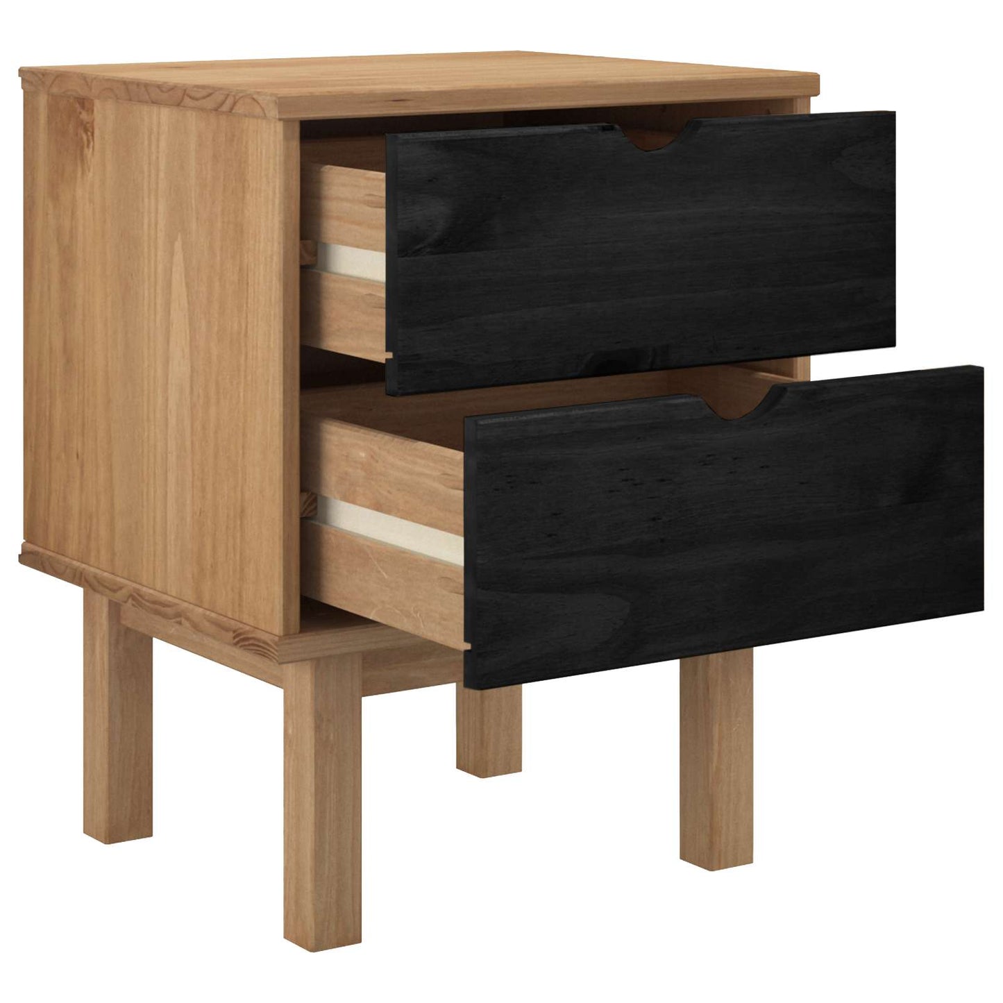 vidaXL Bedside Table OTTA Black 45 x 39 x 57 cm Solid Pine Wood