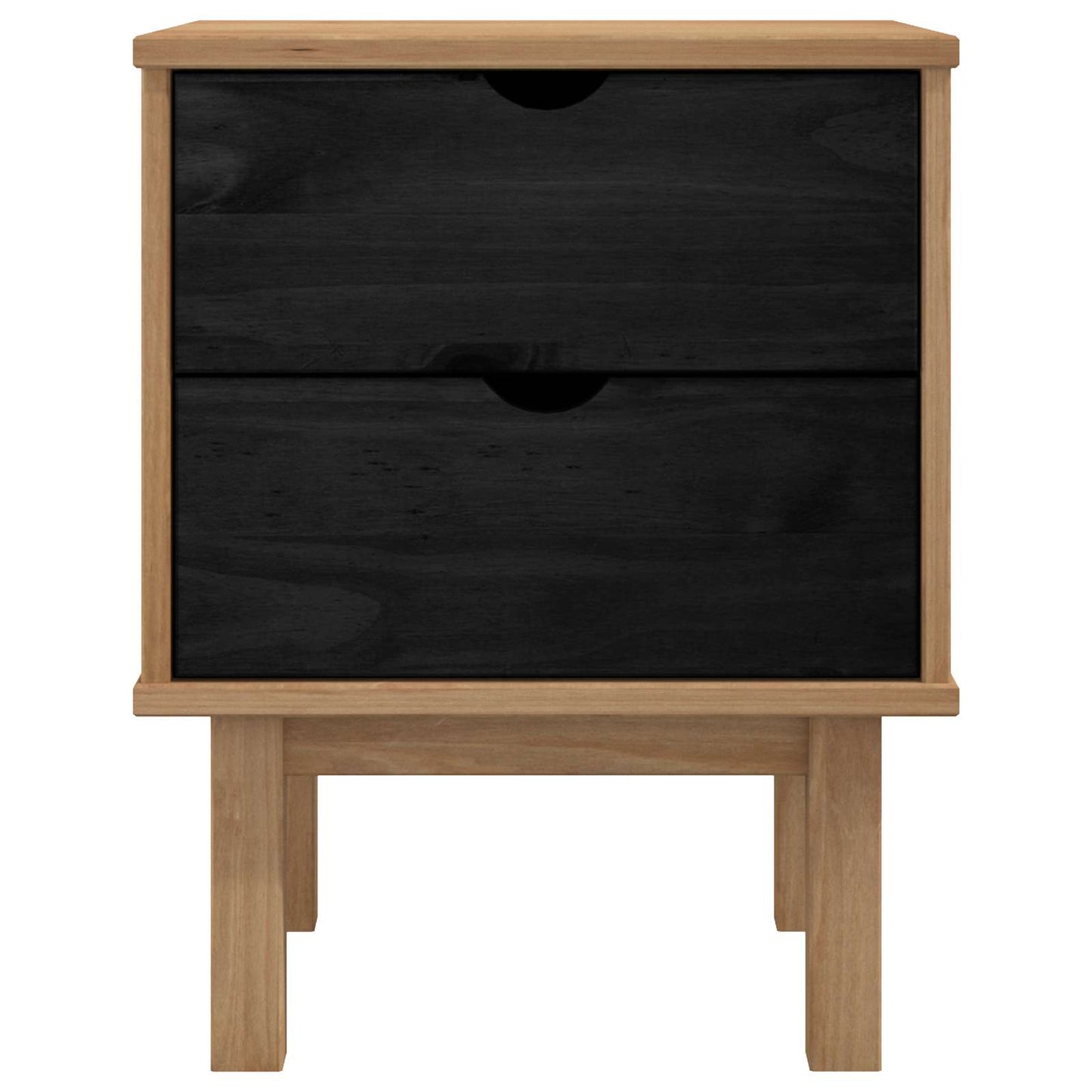 vidaXL Bedside Table OTTA Black 45 x 39 x 57 cm Solid Pine Wood