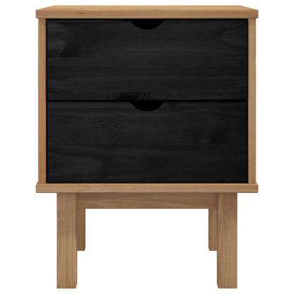 vidaXL Bedside Table OTTA Black 45 x 39 x 57 cm Solid Pine Wood