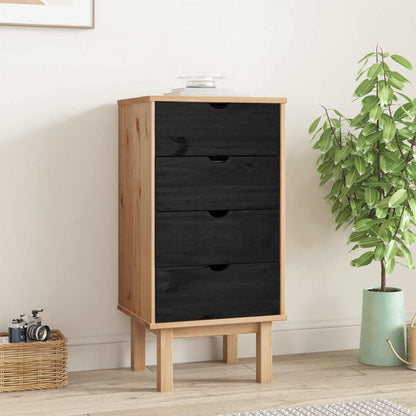 vidaXL Chest of Drawers OTTA Black 45 x 39 x 90 cm Solid Pine Wood