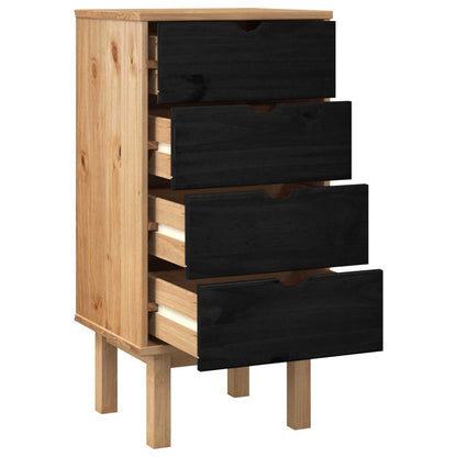 vidaXL Chest of Drawers OTTA Black 45 x 39 x 90 cm Solid Pine Wood