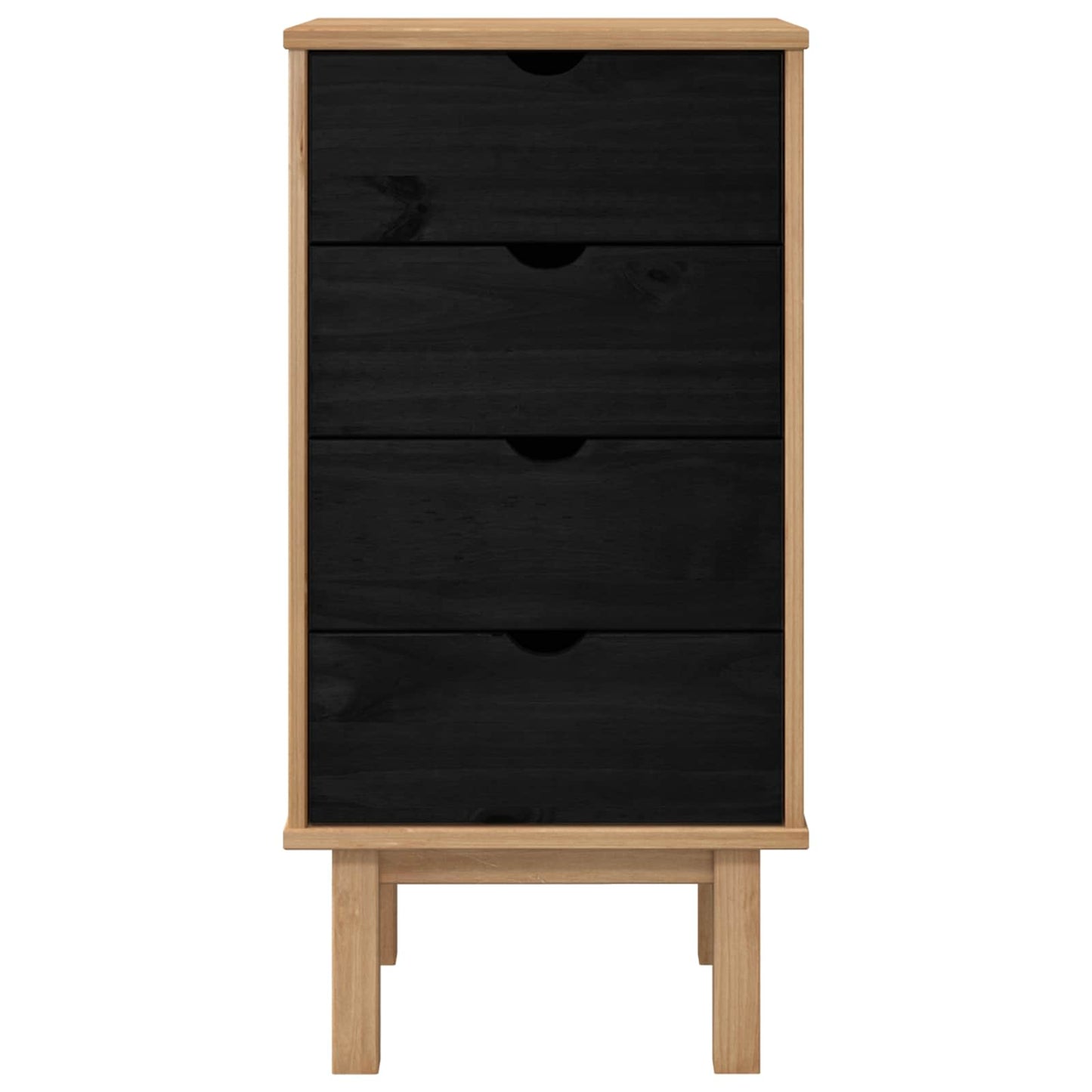 vidaXL Chest of Drawers OTTA Black 45 x 39 x 90 cm Solid Pine Wood