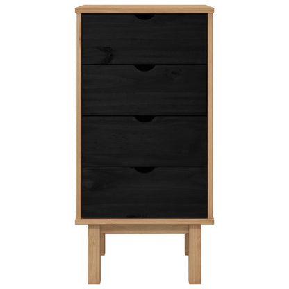 vidaXL Chest of Drawers OTTA Black 45 x 39 x 90 cm Solid Pine Wood
