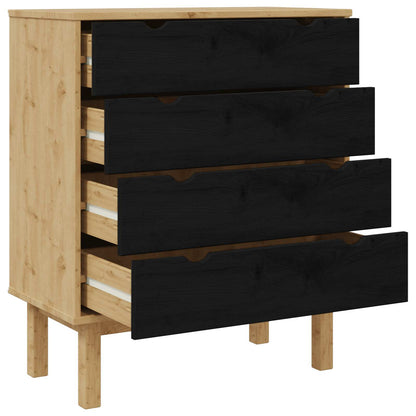 vidaXL Chest of Drawers OTTA Black 76.5 x 39.5 x 90 cm Solid Pine Wood