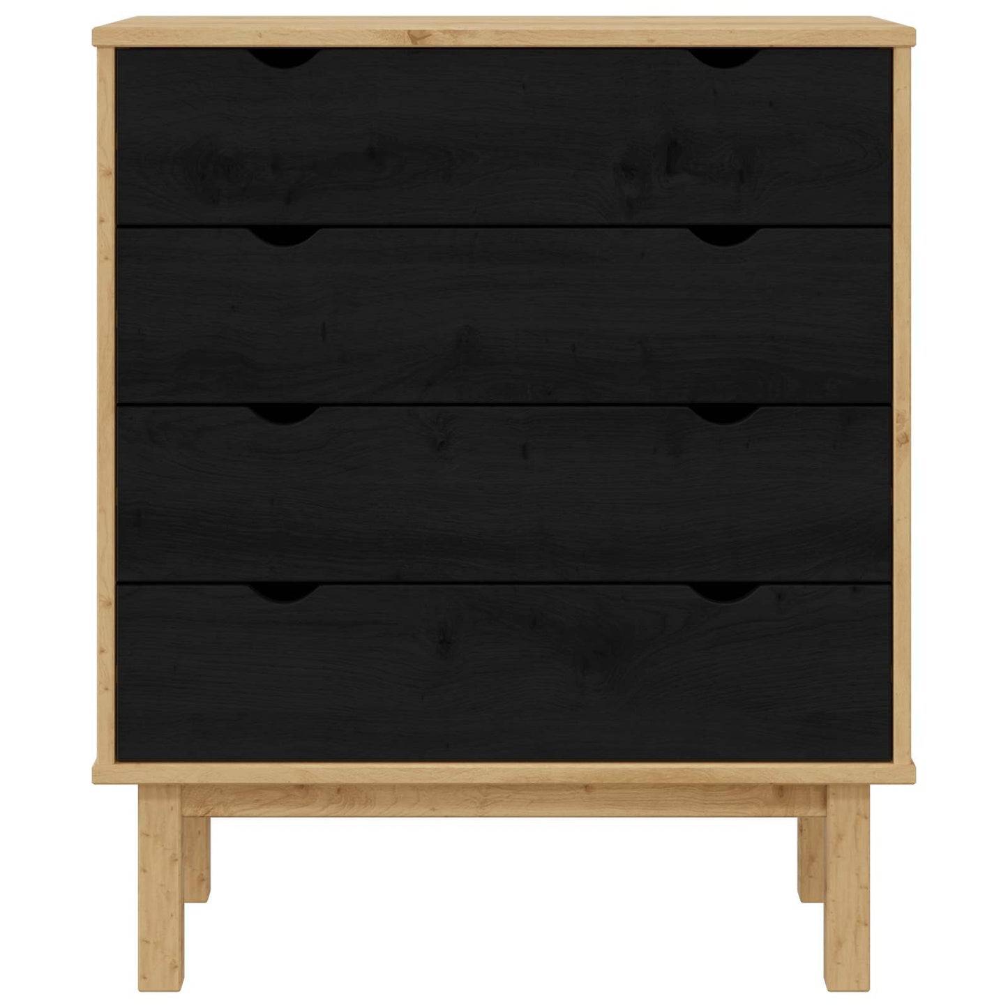 vidaXL Chest of Drawers OTTA Black 76.5 x 39.5 x 90 cm Solid Pine Wood