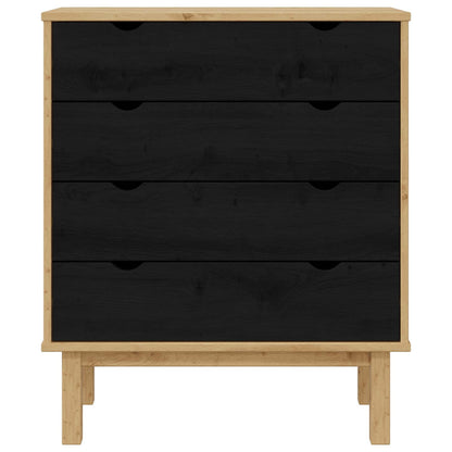 vidaXL Chest of Drawers OTTA Black 76.5 x 39.5 x 90 cm Solid Pine Wood