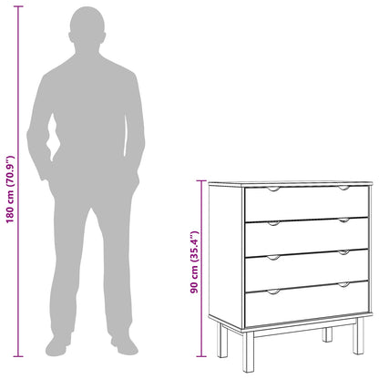 vidaXL Chest of Drawers OTTA Black 76.5 x 39.5 x 90 cm Solid Pine Wood
