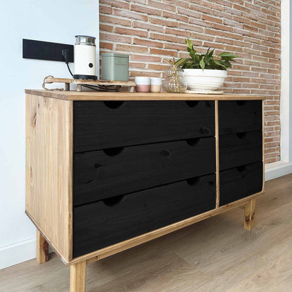 vidaXL Drawer Cabinet OTTA Black 111 x 43 x 73.5 cm Solid Pine Wood