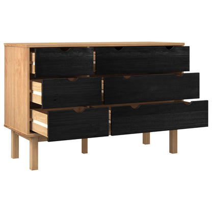 vidaXL Drawer Cabinet OTTA Black 111 x 43 x 73.5 cm Solid Pine Wood