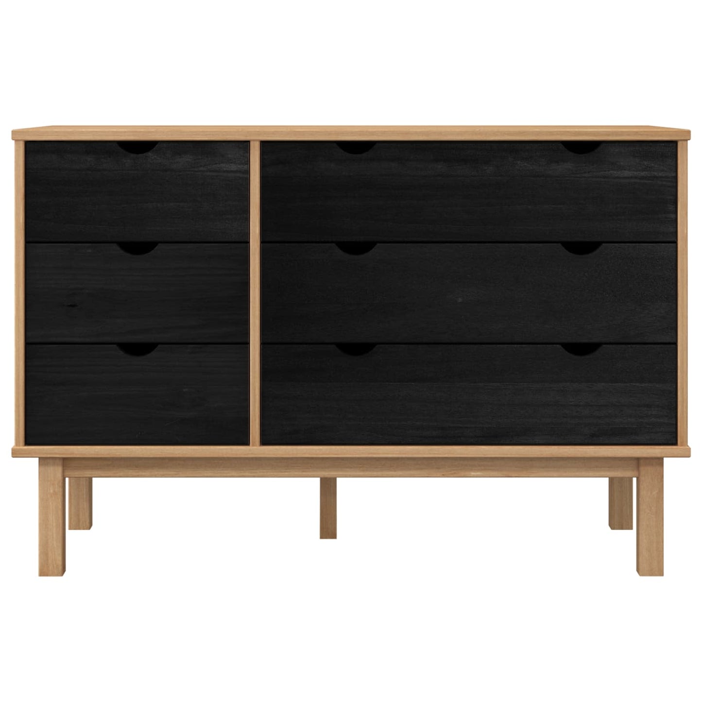 vidaXL Drawer Cabinet OTTA Black 111 x 43 x 73.5 cm Solid Pine Wood