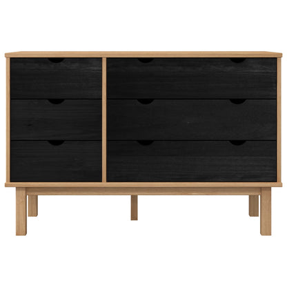 vidaXL Drawer Cabinet OTTA Black 111 x 43 x 73.5 cm Solid Pine Wood