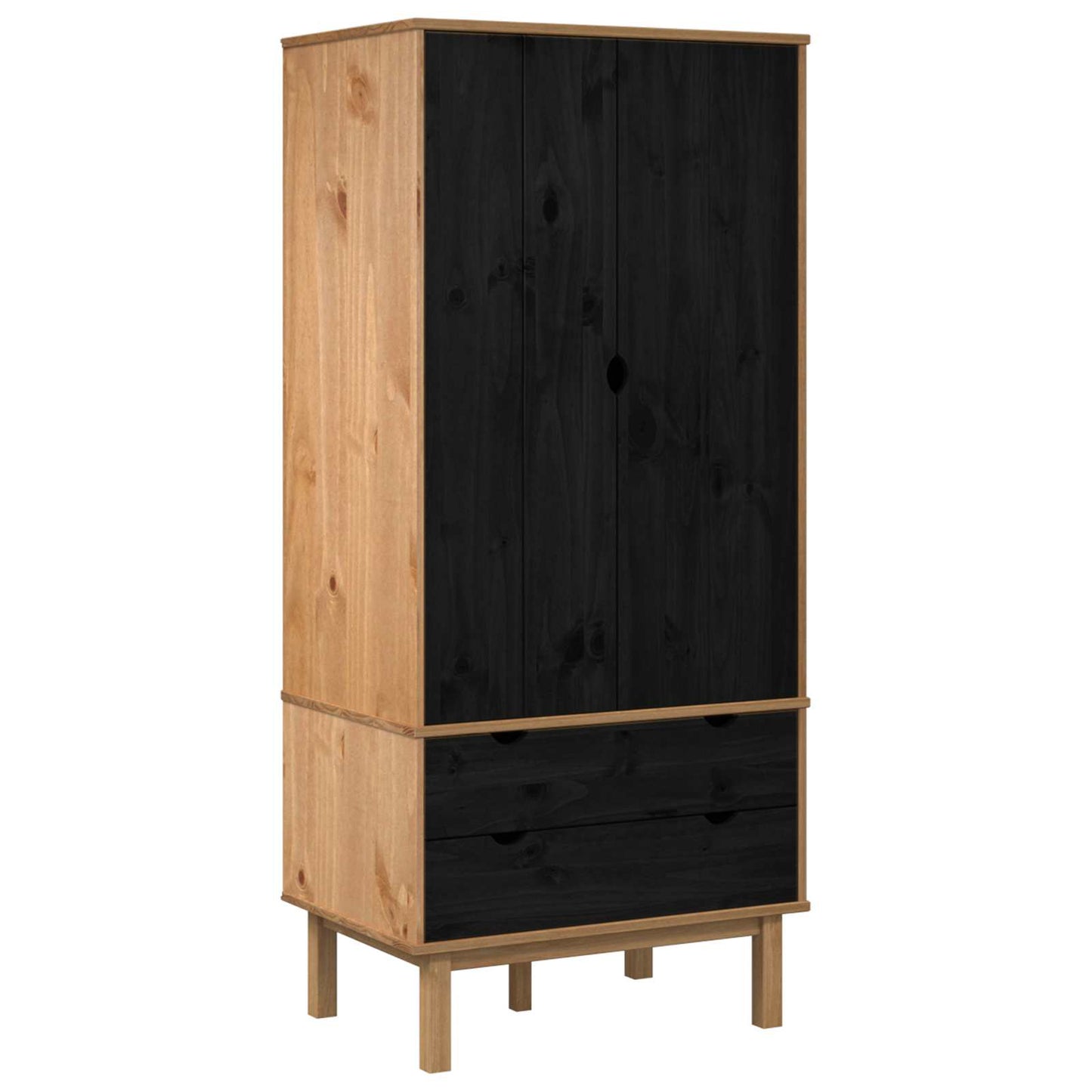 vidaXL Wardrobe OTTA Black 76.5 x 53 x 172 cm Solid Pine Wood