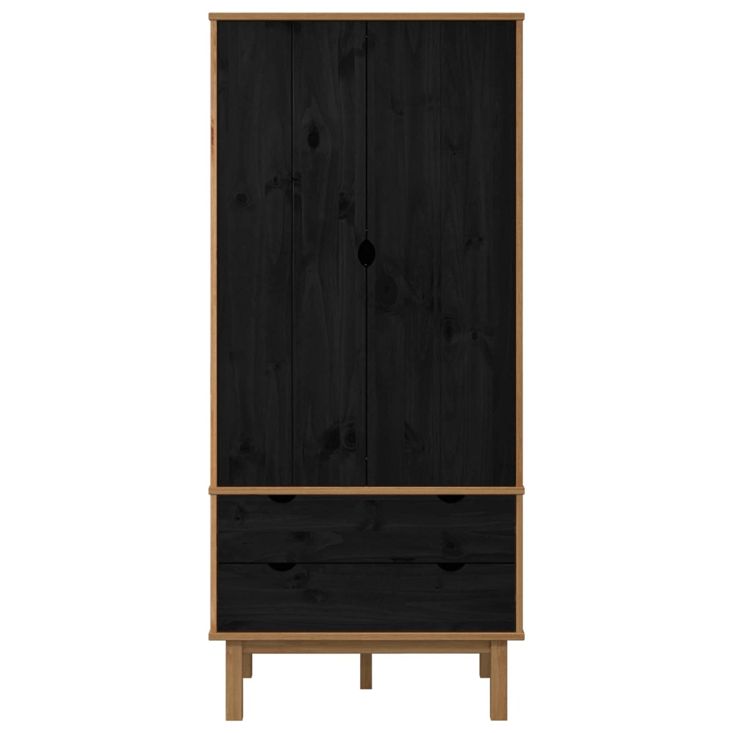 vidaXL Wardrobe OTTA Black 76.5 x 53 x 172 cm Solid Pine Wood