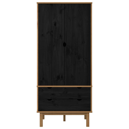 vidaXL Wardrobe OTTA Black 76.5 x 53 x 172 cm Solid Pine Wood