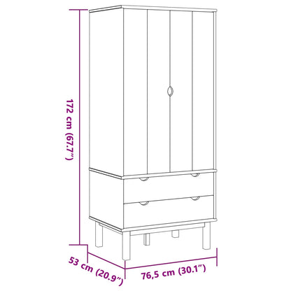 vidaXL Wardrobe OTTA Black 76.5 x 53 x 172 cm Solid Pine Wood