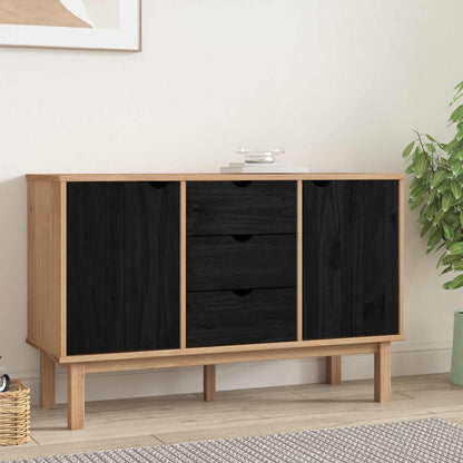 vidaXL Sideboard OTTA Black 113.5 x 43 x 73 cm Solid Pine Wood
