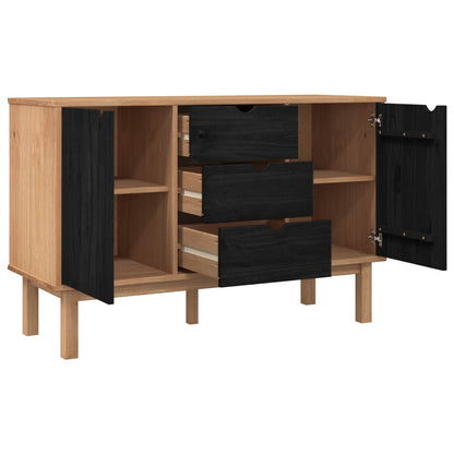 vidaXL Sideboard OTTA Black 113.5 x 43 x 73 cm Solid Pine Wood
