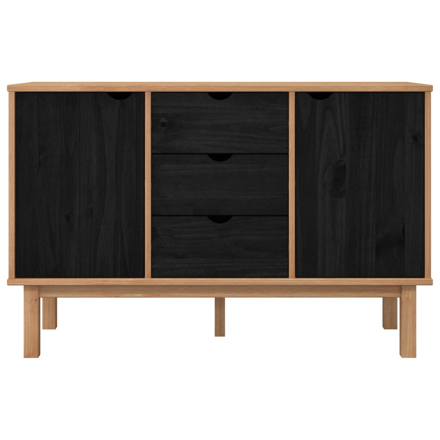 vidaXL Sideboard OTTA Black 113.5 x 43 x 73 cm Solid Pine Wood