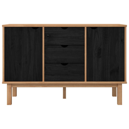 vidaXL Sideboard OTTA Black 113.5 x 43 x 73 cm Solid Pine Wood
