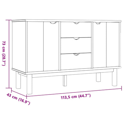 vidaXL Sideboard OTTA Black 113.5 x 43 x 73 cm Solid Pine Wood