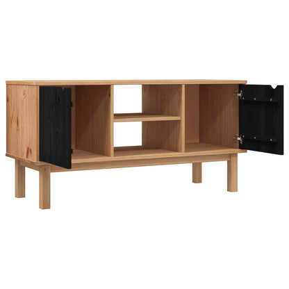 vidaXL TV Stand OTTA 113.5 x 43 x 57 cm Black Solid Pine Wood
