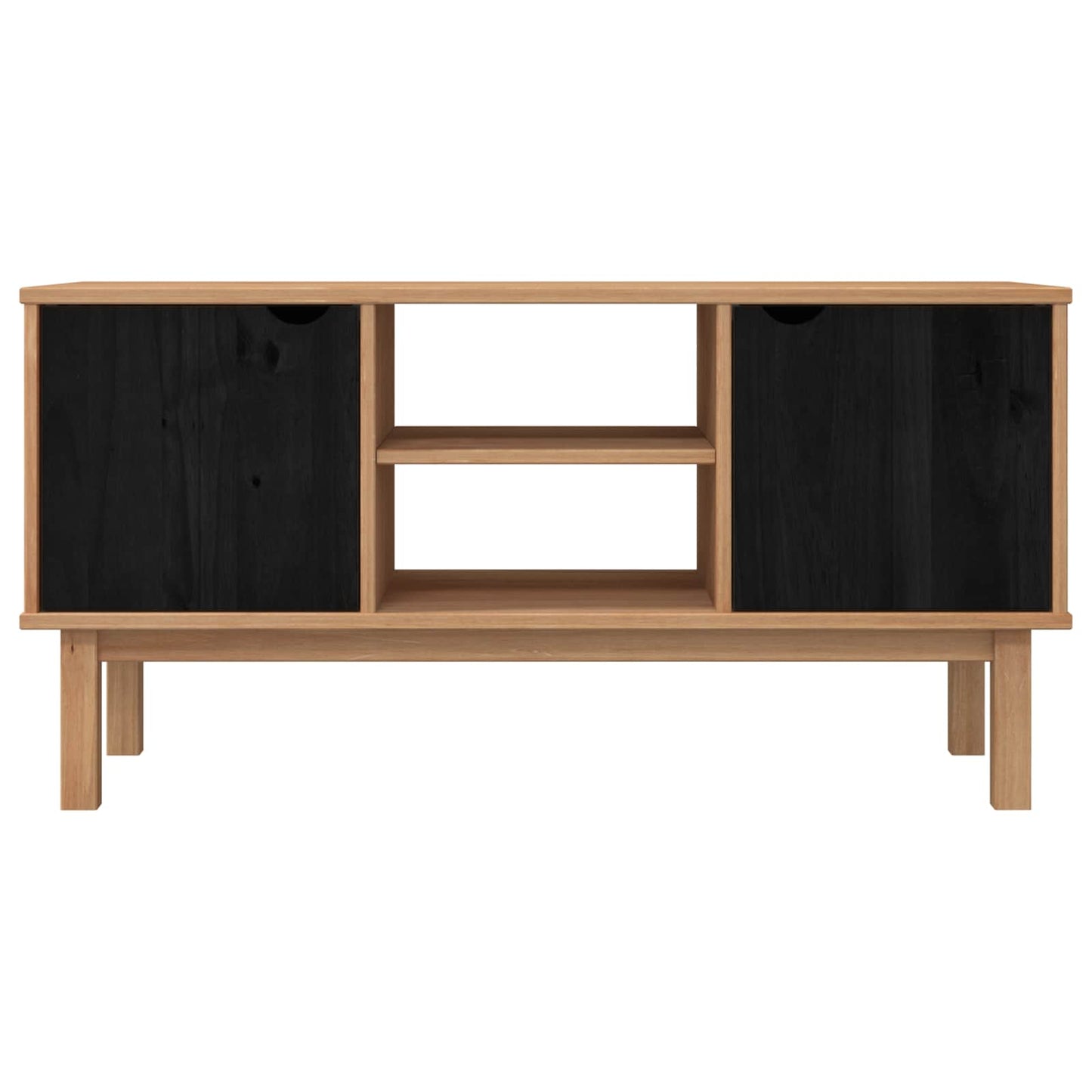 vidaXL TV Stand OTTA 113.5 x 43 x 57 cm Black Solid Pine Wood