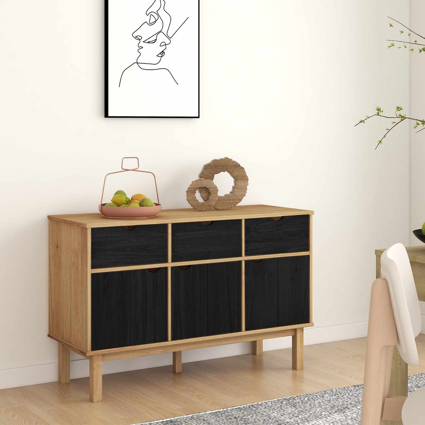 vidaXL Sideboard OTTA Brown and Black 114 x 43 x 73.5 cm