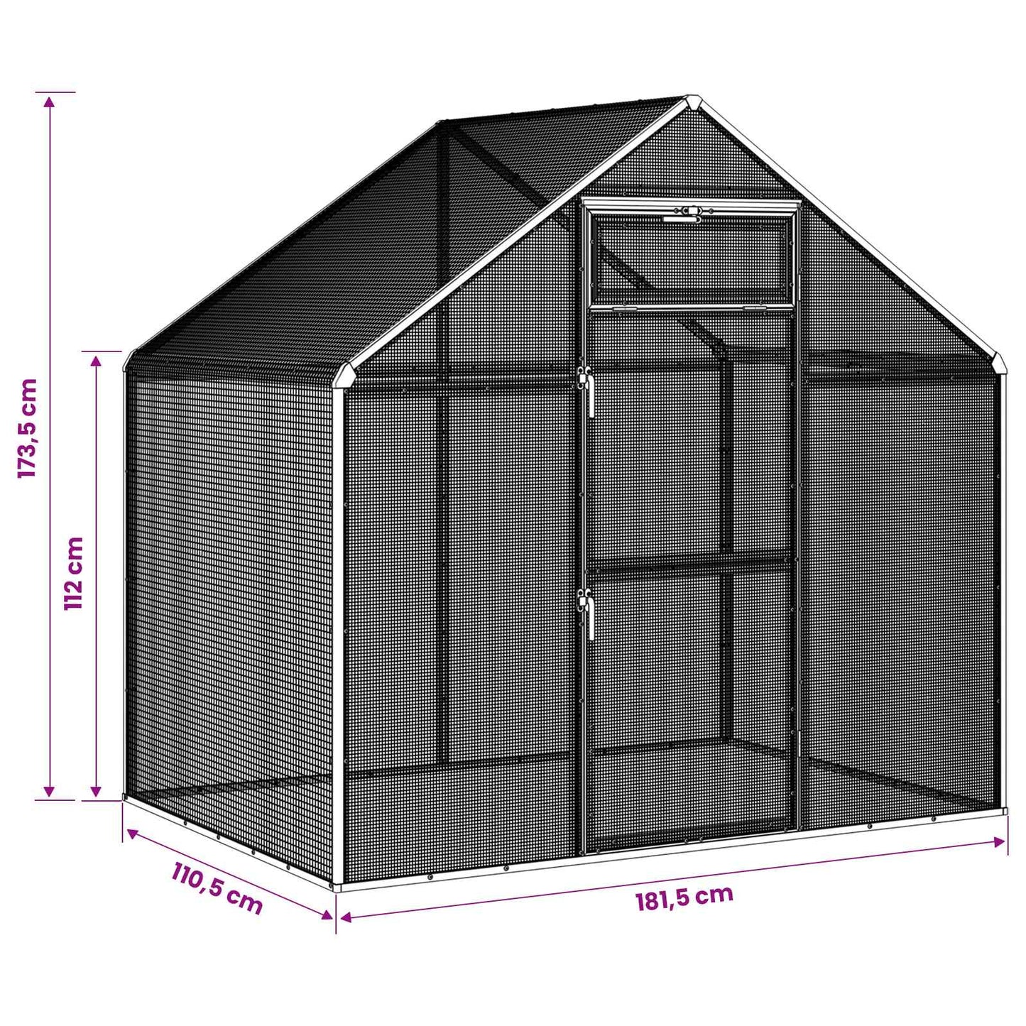 vidaXL Bird Cage Silver 181.5 x 110.5 x 173.5 cm Welded Wire Mesh
