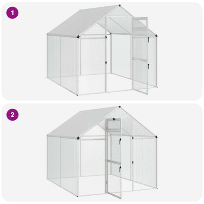 vidaXL Bird Cage Silver 181.5 x 221 x 173.5 cm Welded Wire Mesh