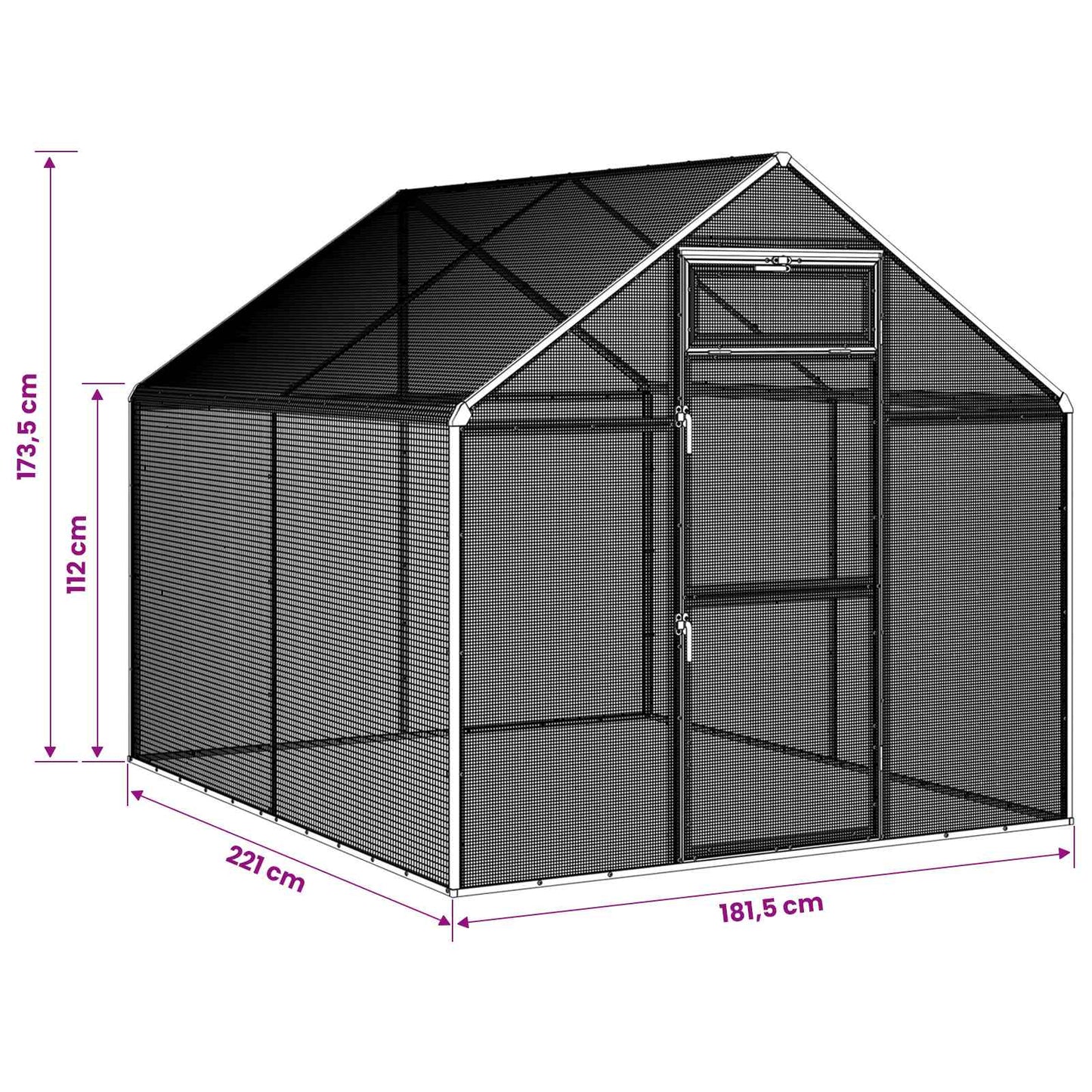 vidaXL Bird Cage Silver 181.5 x 221 x 173.5 cm Welded Wire Mesh