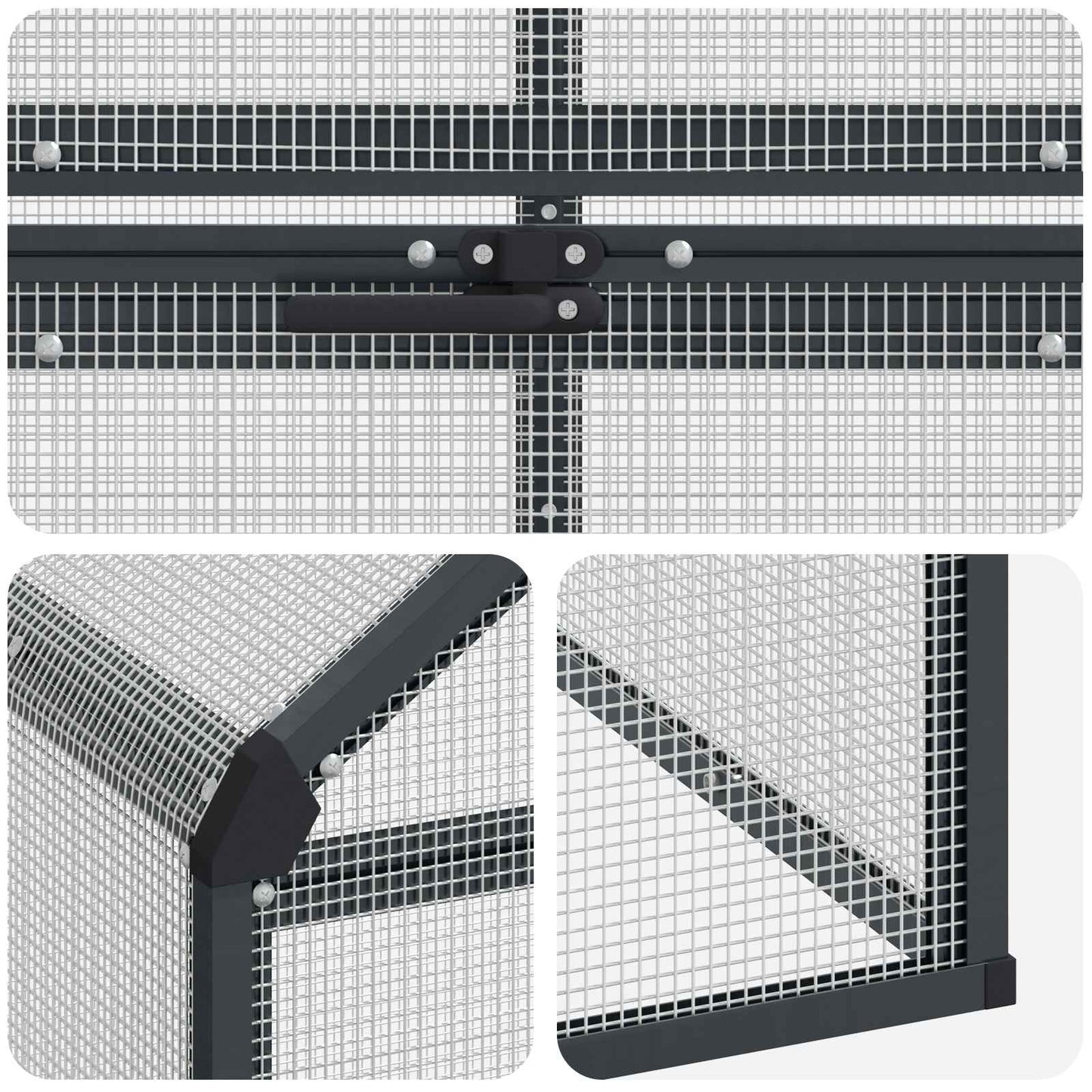 vidaXL Bird Cage Anthracite 181.5 x 221 x 173.5 cm Welded Wire Mesh