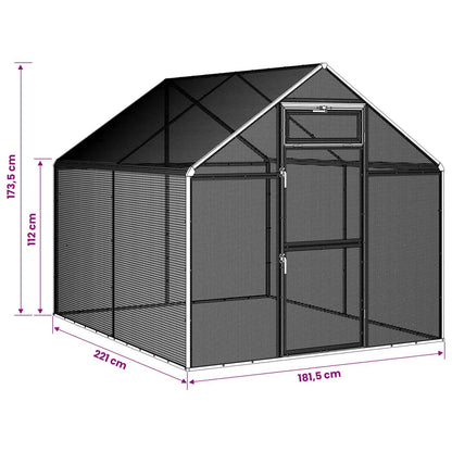 vidaXL Bird Cage Anthracite 181.5 x 221 x 173.5 cm Welded Wire Mesh